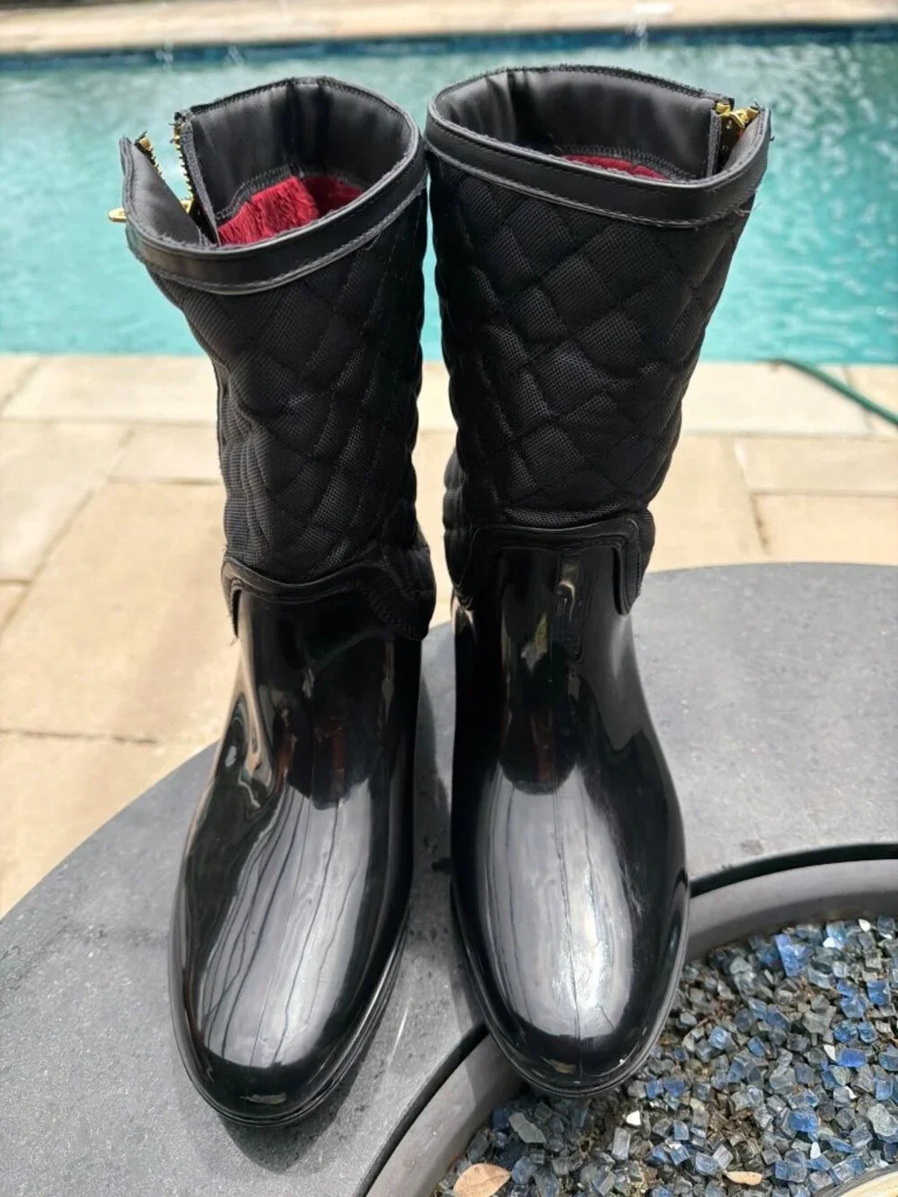 Tommy Hilfiger Freez Women’s Black Quilted Mid-Calf Rain Duck Boots Size 10